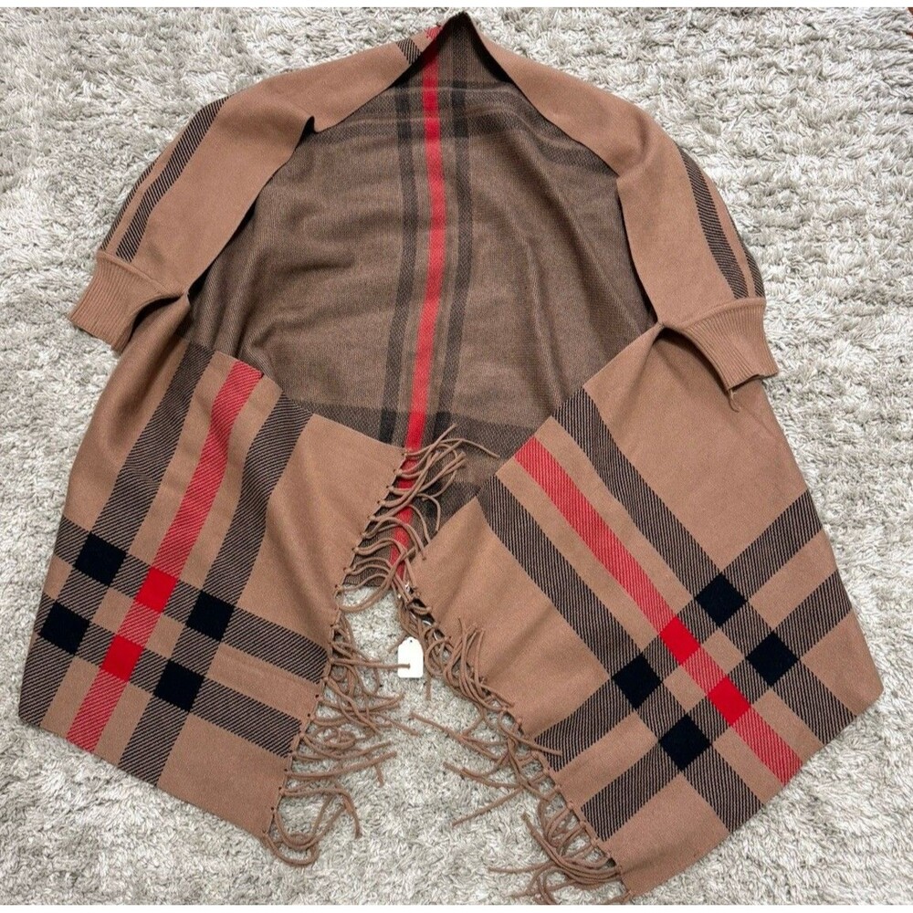 Aspen Open Front Drape Poncho Wrap Fringed One Size New